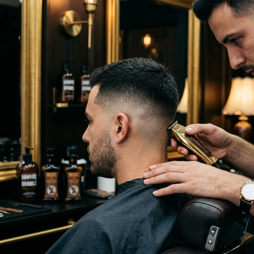 Corte degradê masculino com acabamento premium