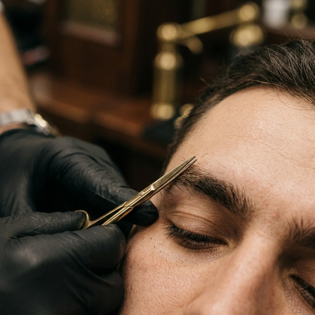 Acabamento de sobrancelha masculina